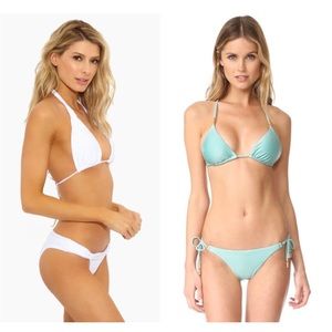 Vix White & Seafoam Green Triangle Bikini Set